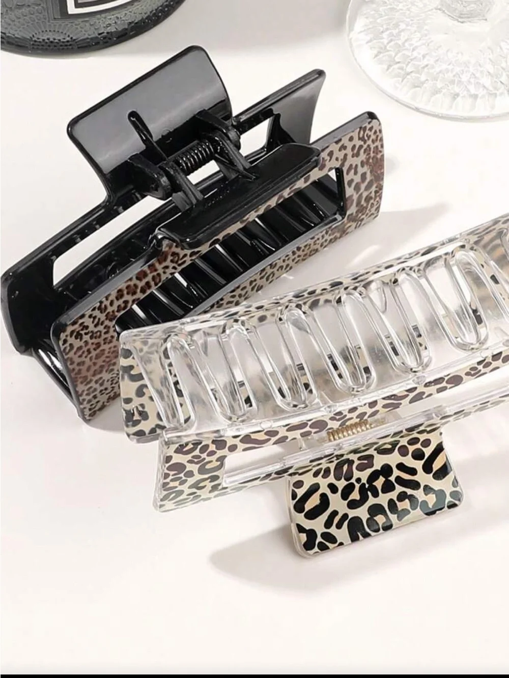 Leopard Print Rectangular Hair Claw Clip - Multicolor